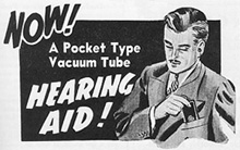 Ad for pocket-type hearing aid