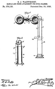 Patent application drawing for opera glasses with ear trumpet