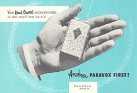Advertisement for the Paravox Top Twin Tone hearing aid